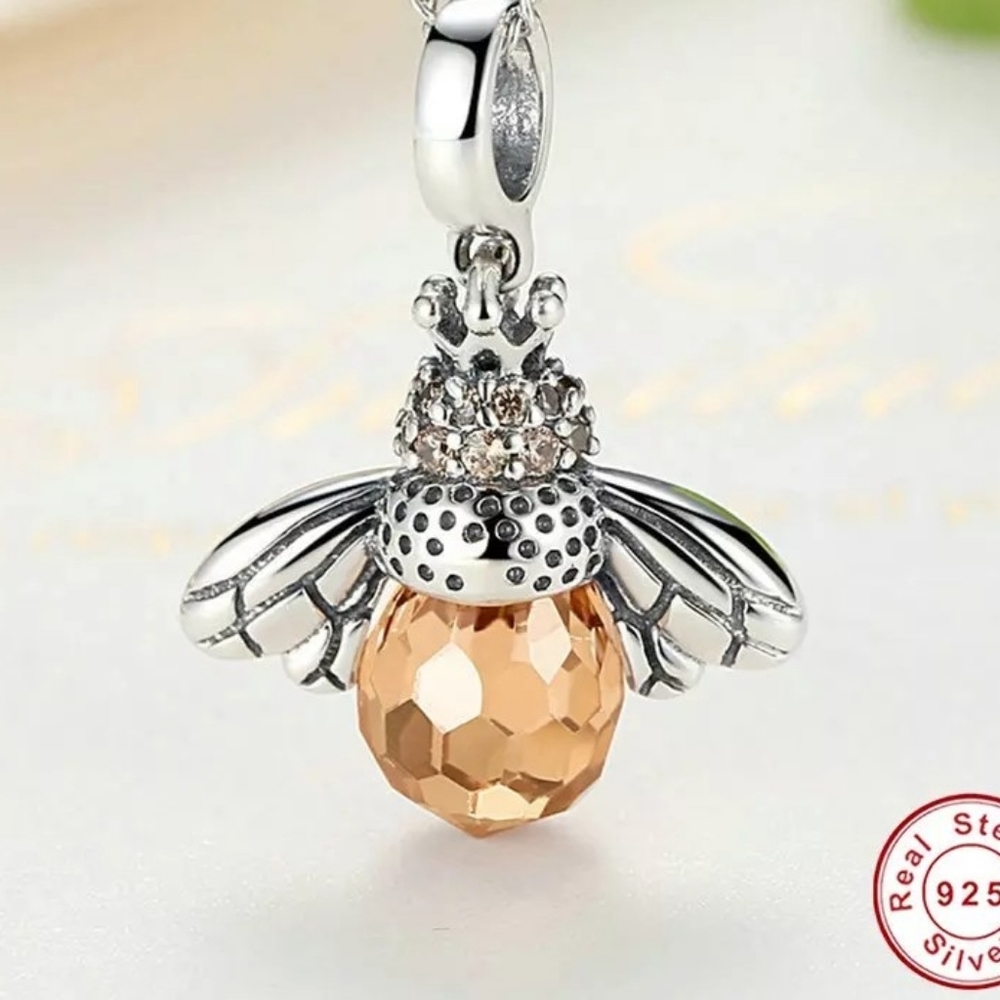 Sterling silver marcasite bee pendant with Sterling silver chain